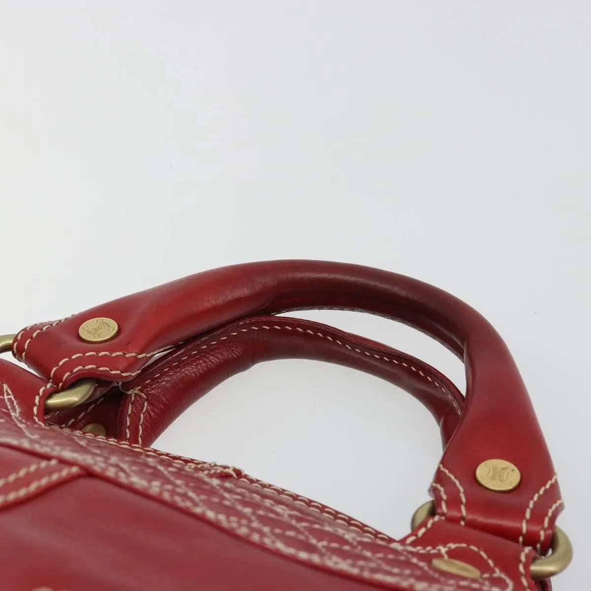 Celine Boogie Satchel Leather, Red, Leather, Handbag