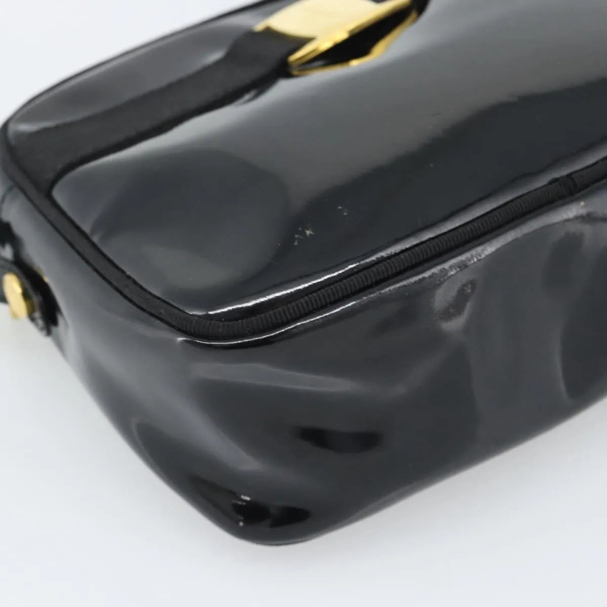 Salvatore Ferragamo Vala Patent Leather, Black, Patent Leather, Shoulder Bag