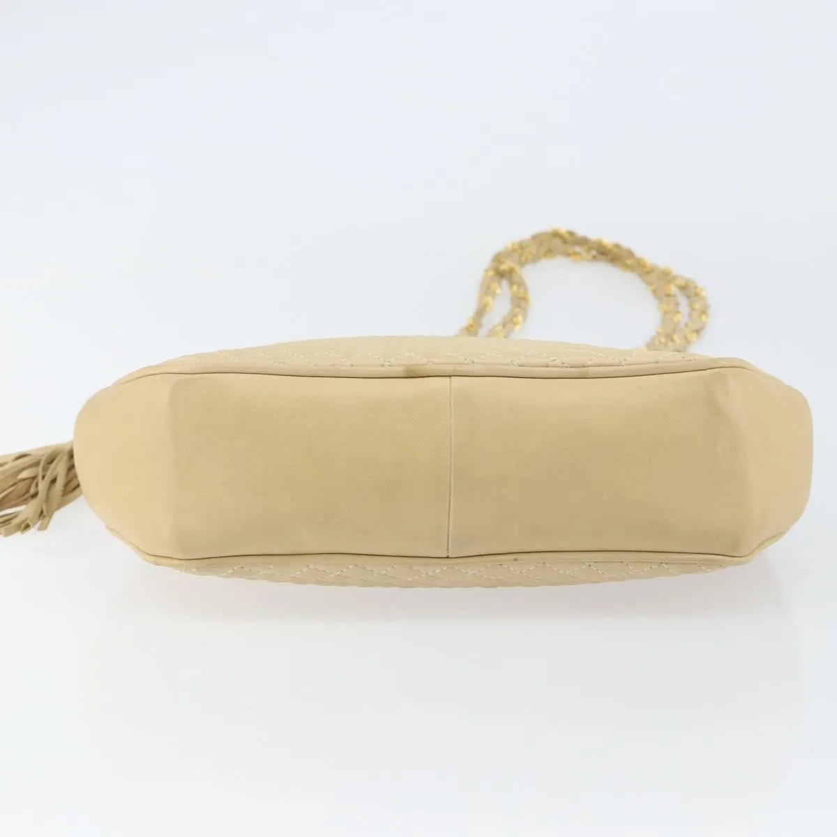 Bally Vintage Chain Quilted Leather, Beige, Leather, Shoulder Bag