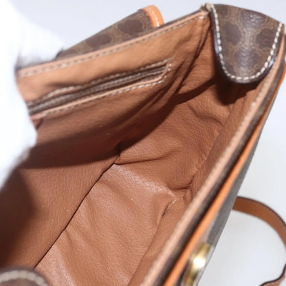 Celine Vintage Macadam Canvas and Leather, Brown, Canvas, Shoulder Bag