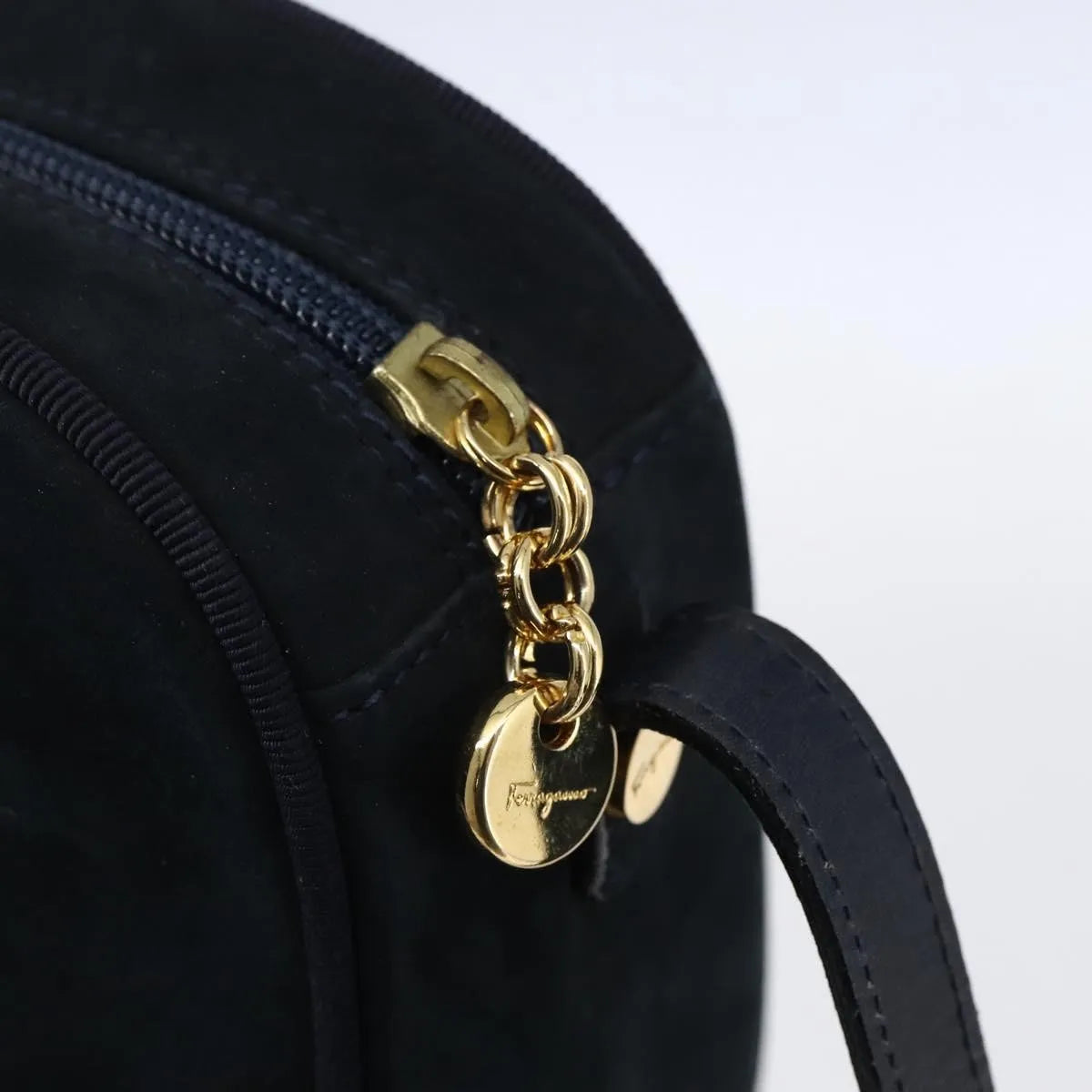 Salvatore Ferragamo Vala Leather, Navy, Leather, Shoulder Bag