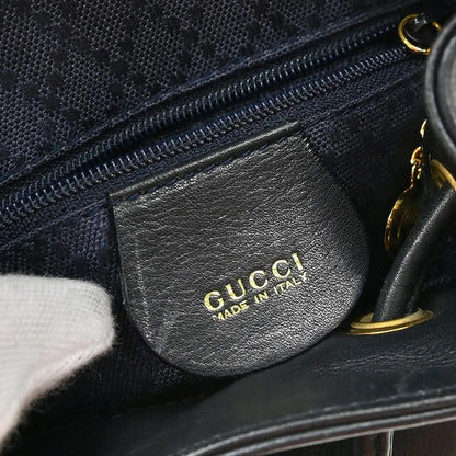 Gucci Vintage Bamboo Leather, Black, Leather, Backpack