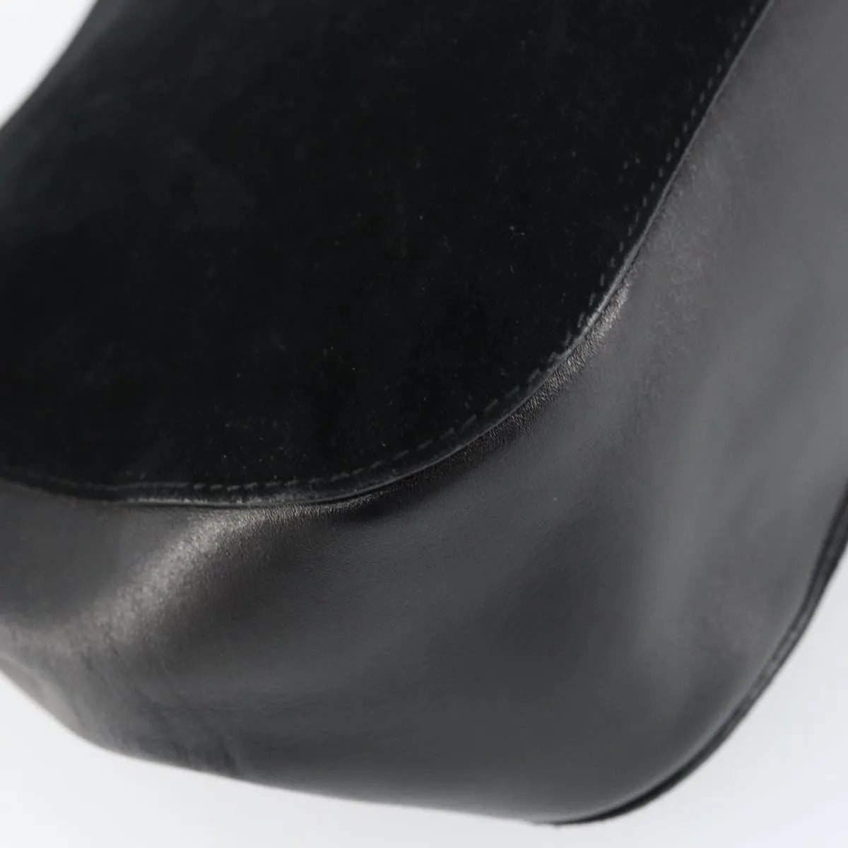 Gucci Vintage Bamboo Handle Suede, Black, Suede, Handbag