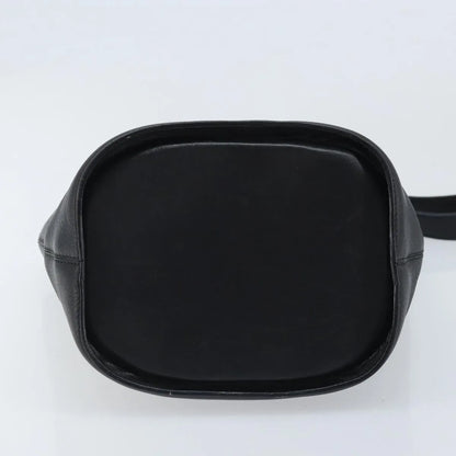Celine Circle Logo Leather, Black, Leather, Handbag