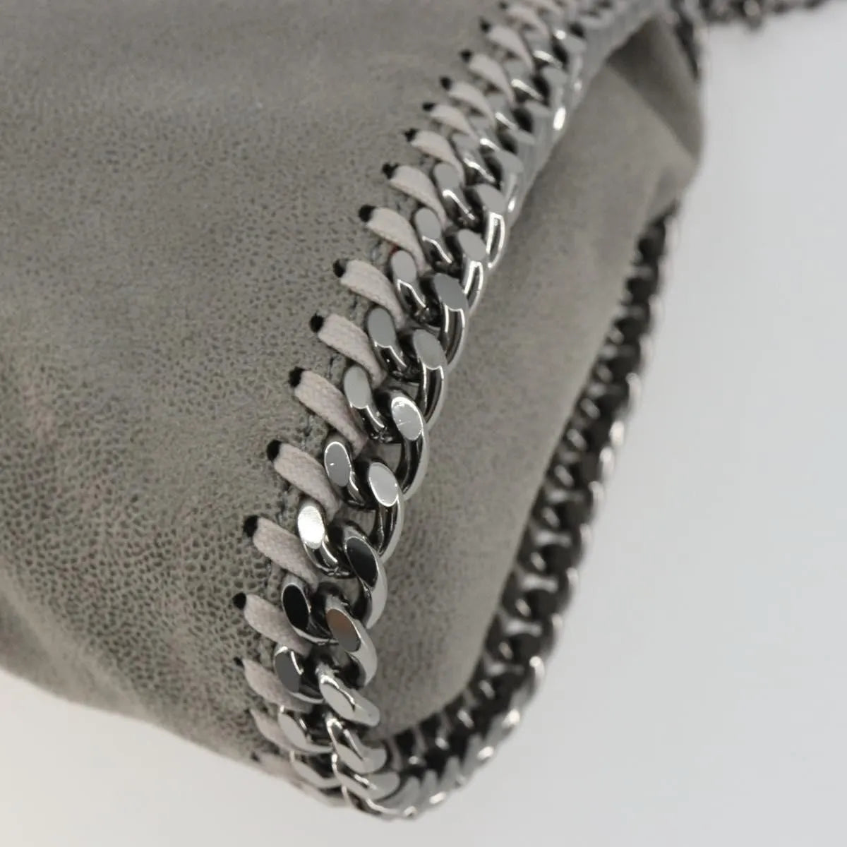 Stella McCartney Falabella Fold Over Faux Leather, Gray, Polyester, Shoulder Bag
