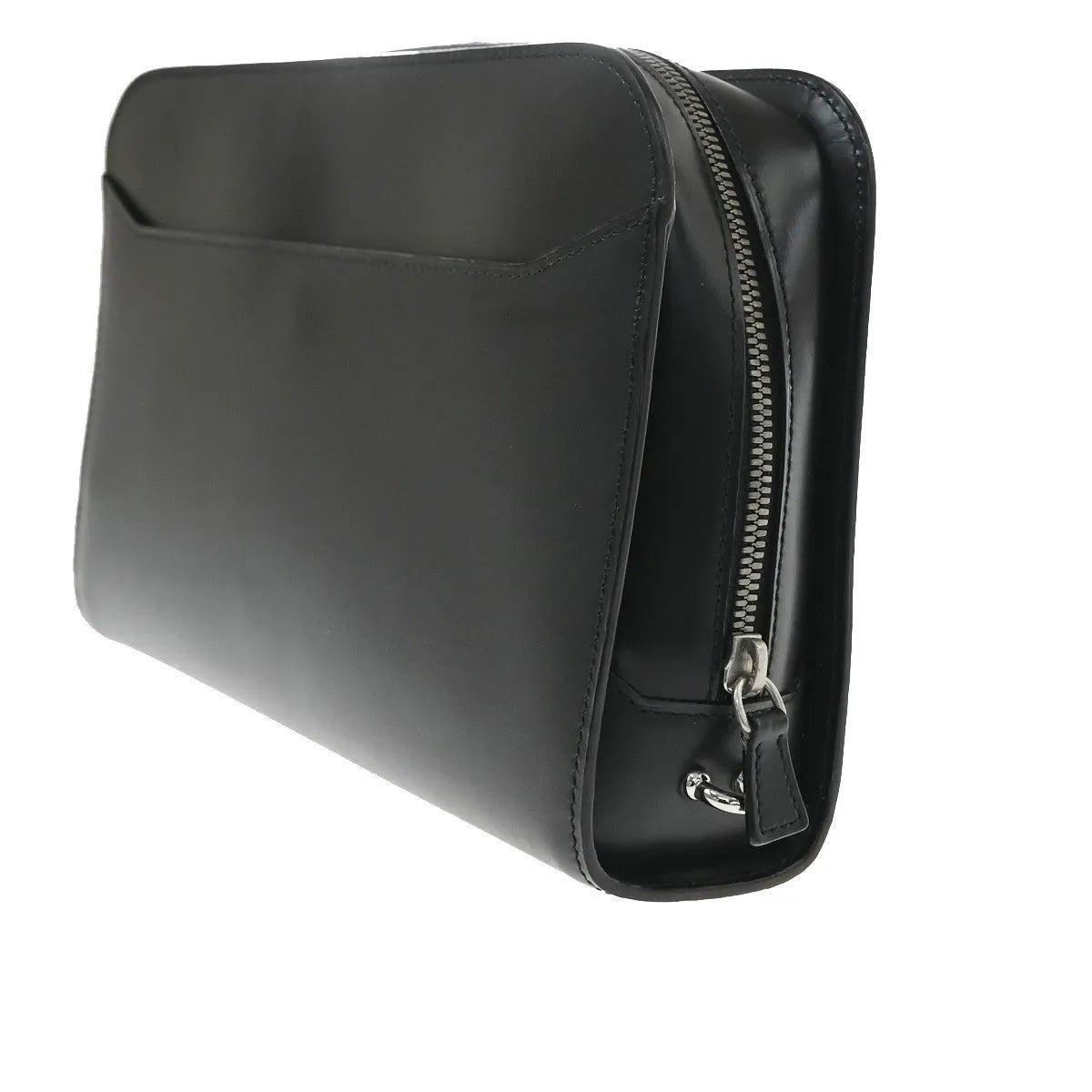 Cartier Pouch with a handle Box Calf, Black, Leather, Clutch