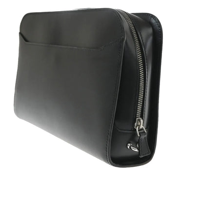 Cartier Pouch with a handle Box Calf, Black, Leather, Clutch