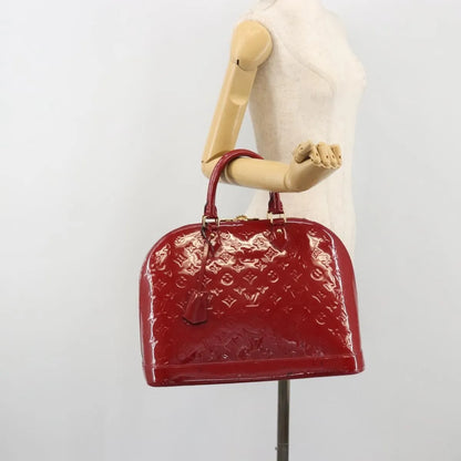 Louis Vuitton Alma Monogram Vernis, Red, Patent Leather, Handbag