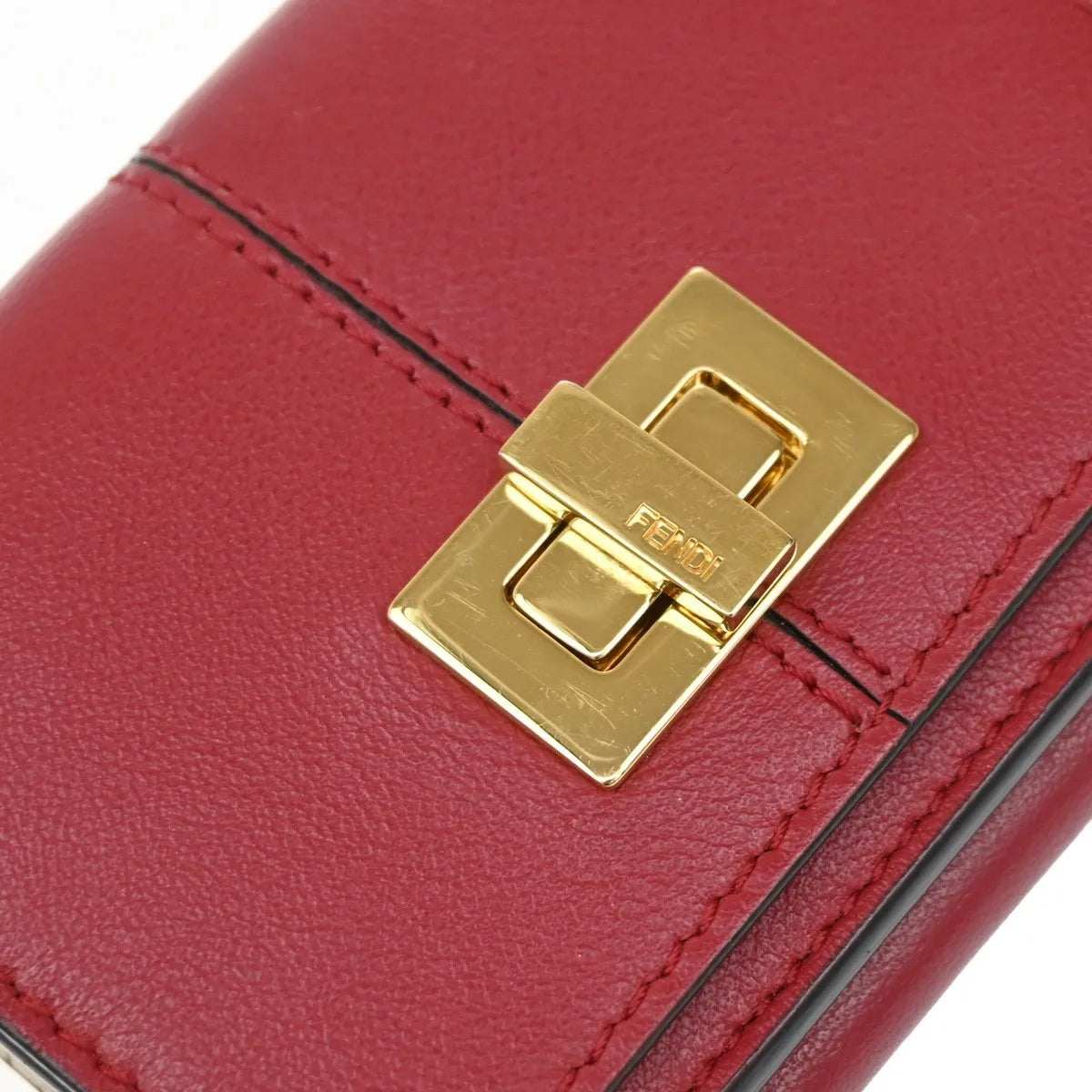 Fendi Peekaboo Leather, Red, Leather, Wallet