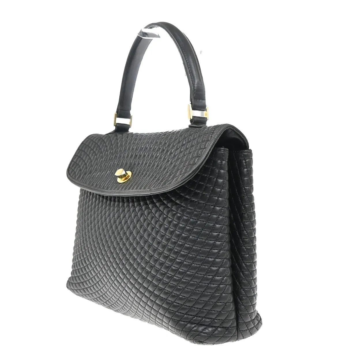 Bally Vintage Quilted Leather, Black, Leather, Handbag