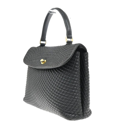 Bally Vintage Quilted Leather, Black, Leather, Handbag