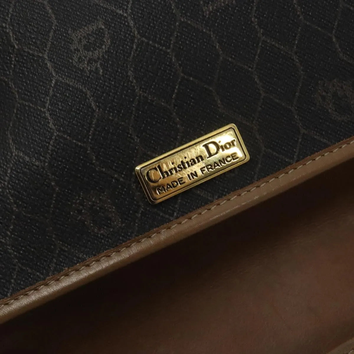 Christian Dior Vintage Honeycomb Flap Coated Canvas, Black, Canvas, Shoulder Bag