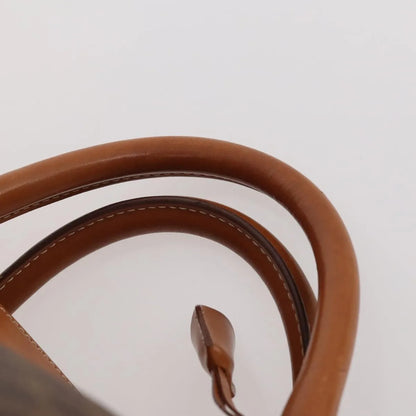 Celine Vintage Macadam Boston Canvas and Leather, Brown, PVC, Handbag