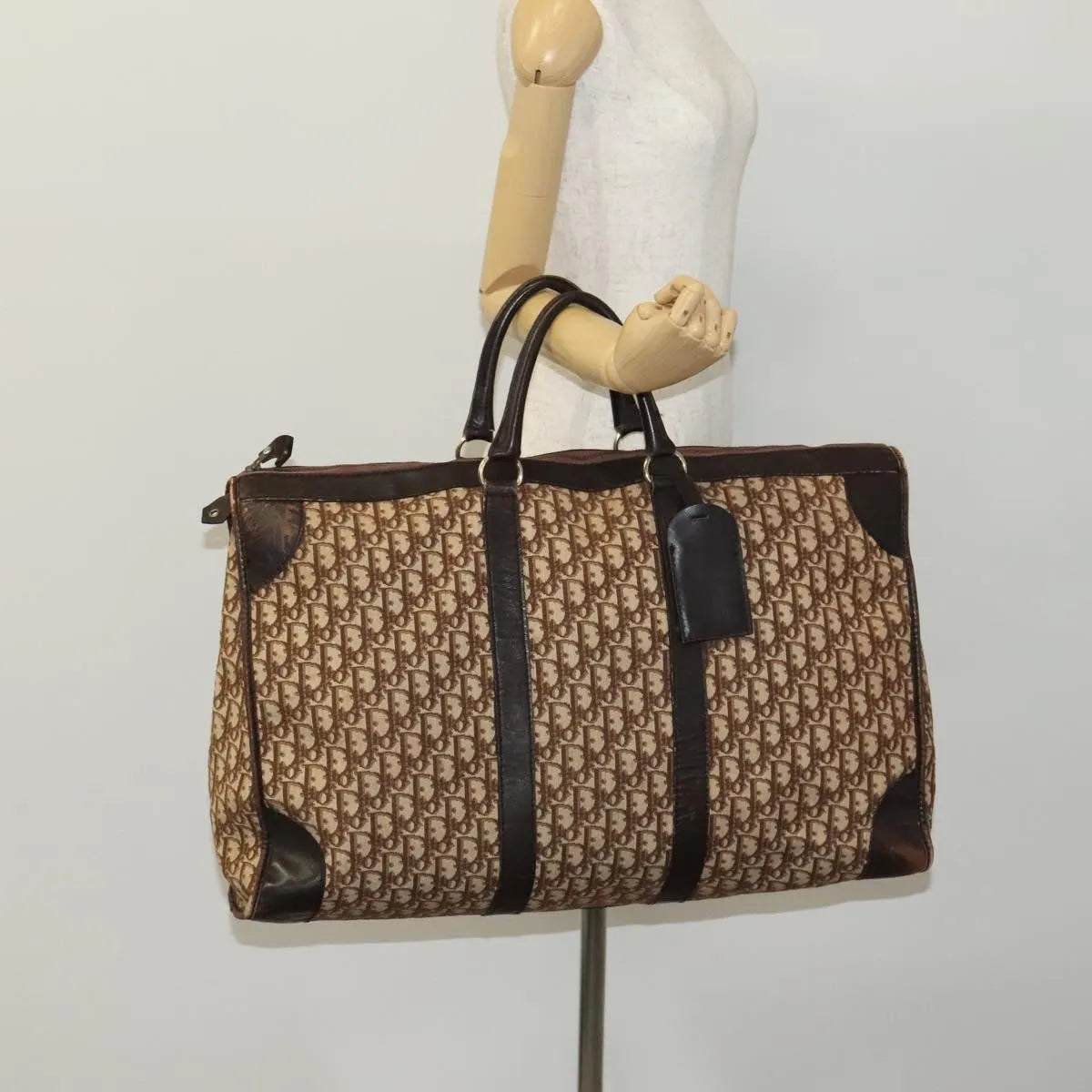 Christian Dior Vintage Trotter Boston Diorissimo Canvas, Brown, Canvas, Handbag