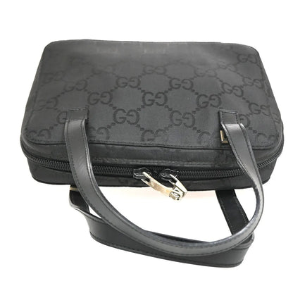 Gucci Zip Around Bowling GG Canvas and white leather, Black, Canvas, Handbag
