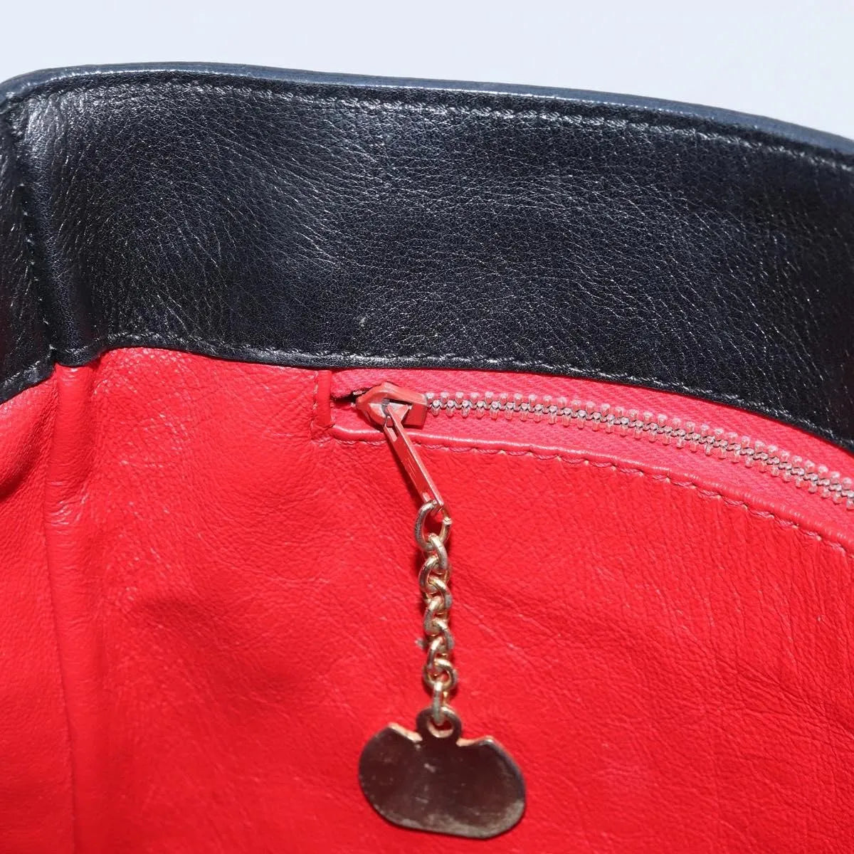 Celine Circle Logo Leather, Black, Leather, Handbag