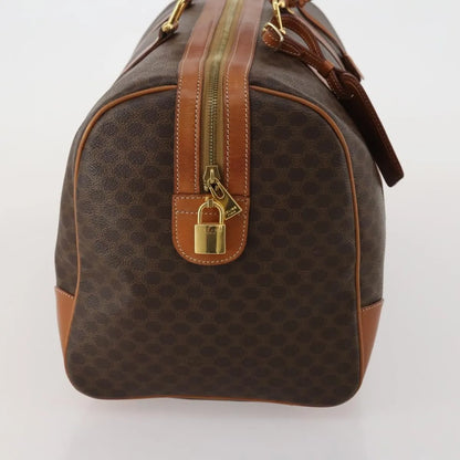 Celine Vintage Macadam Boston Canvas and Leather, Brown, PVC, Handbag