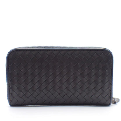 Bottega Veneta Intrecciato Long Zip Leather, Black, Leather, Wallet