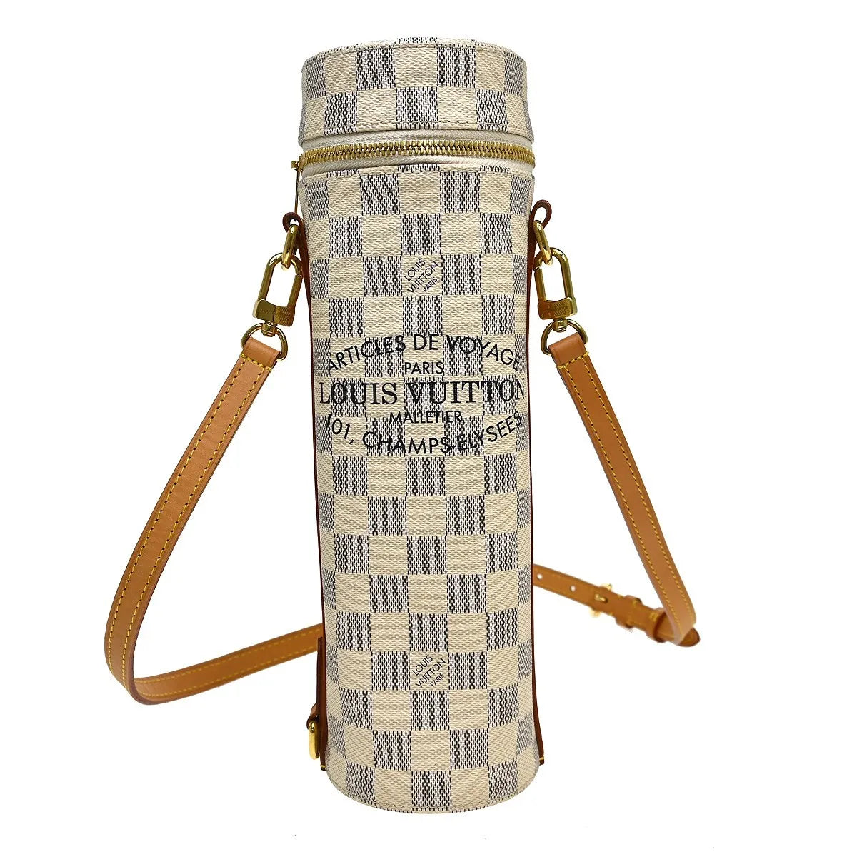 Louis Vuitton Bottle Holder Damier, White, Canvas, Clutch