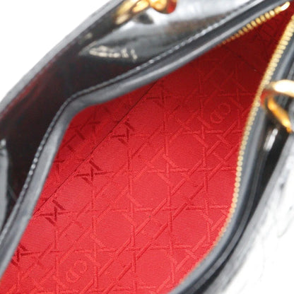 Christian Dior Lady Dior NM Cannage Quilt Patent, Black, Patent Leather, Tote Bag