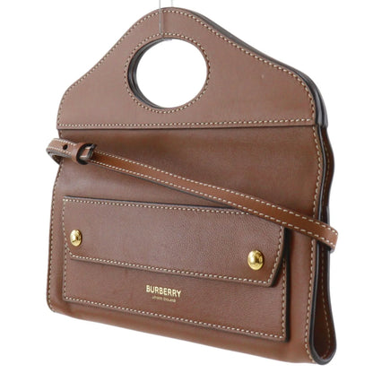 Burberry Pocket Tote Leather, Brown, Leather, Clutch