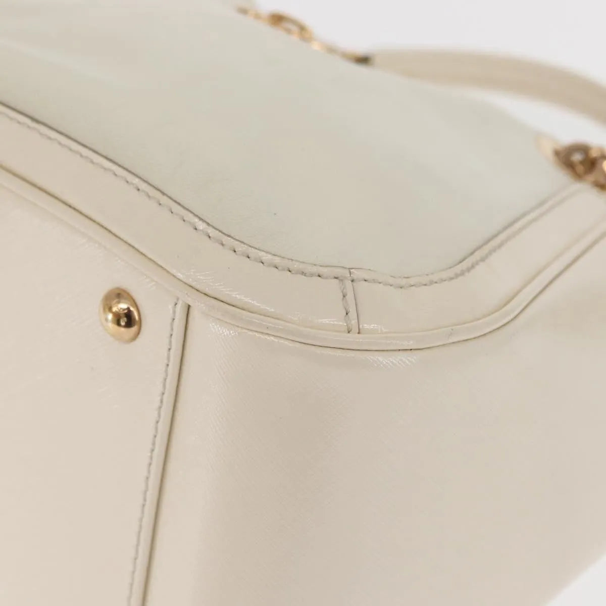 Salvatore Ferragamo Betulla Chain Tote Leather, White, Leather, Handbag