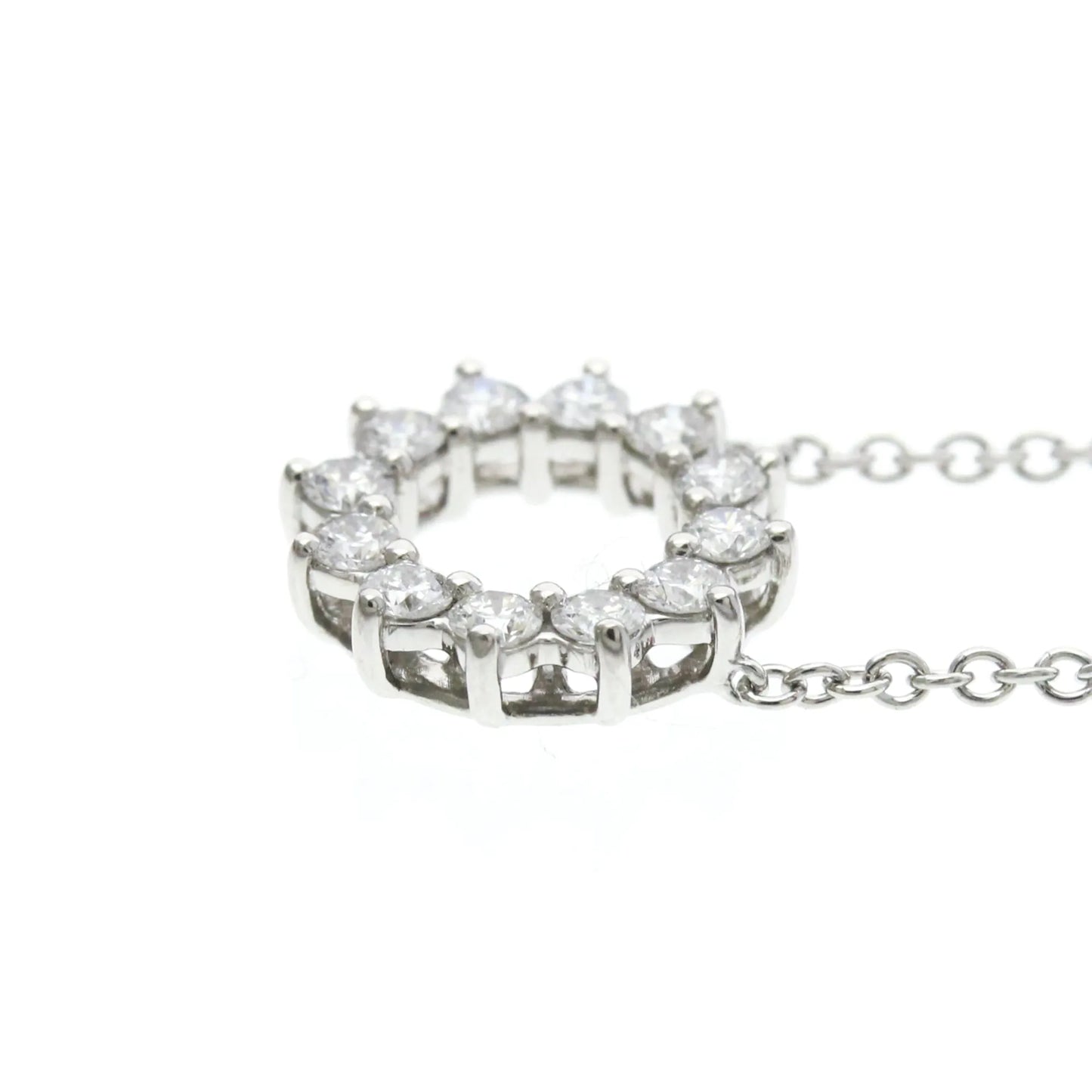 Tiffany & Co. Open Circle Pendant Platinum with Diamonds, Silver, Platinum, Necklace
