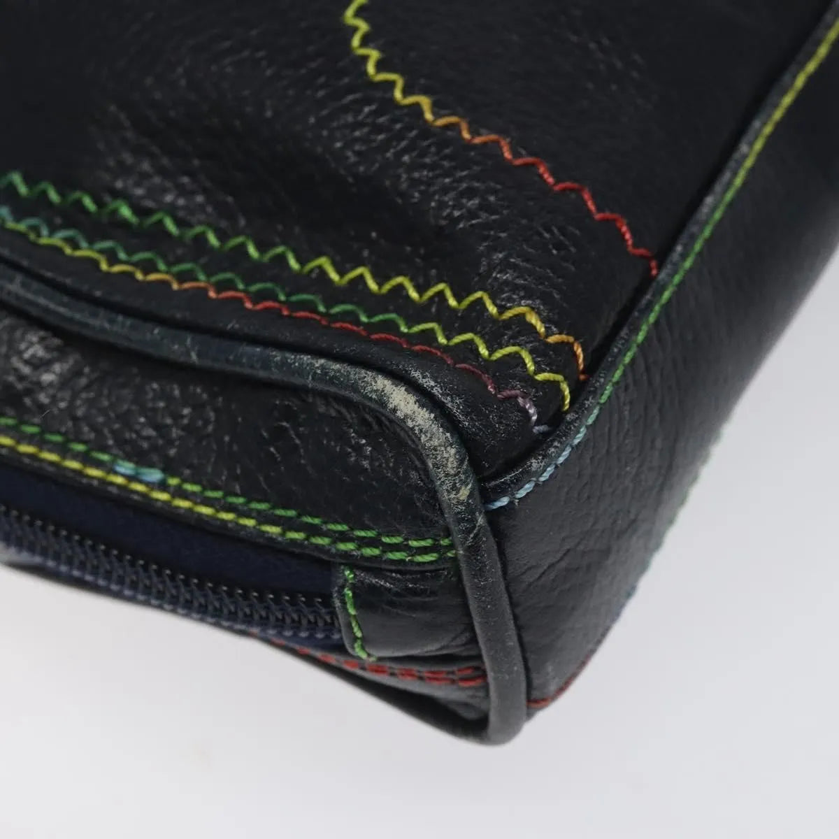 Fendi Vintage Zip Leather, Navy, Leather, Shoulder Bag