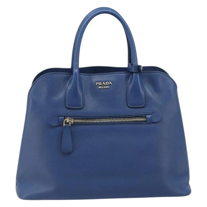 Prada Cuir Promenade Front Zip Tote Leather, Blue, Leather, Handbag