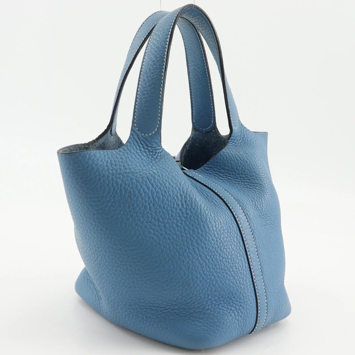 Hermes Picotin Lock Clemence, Blue, Leather, Handbag