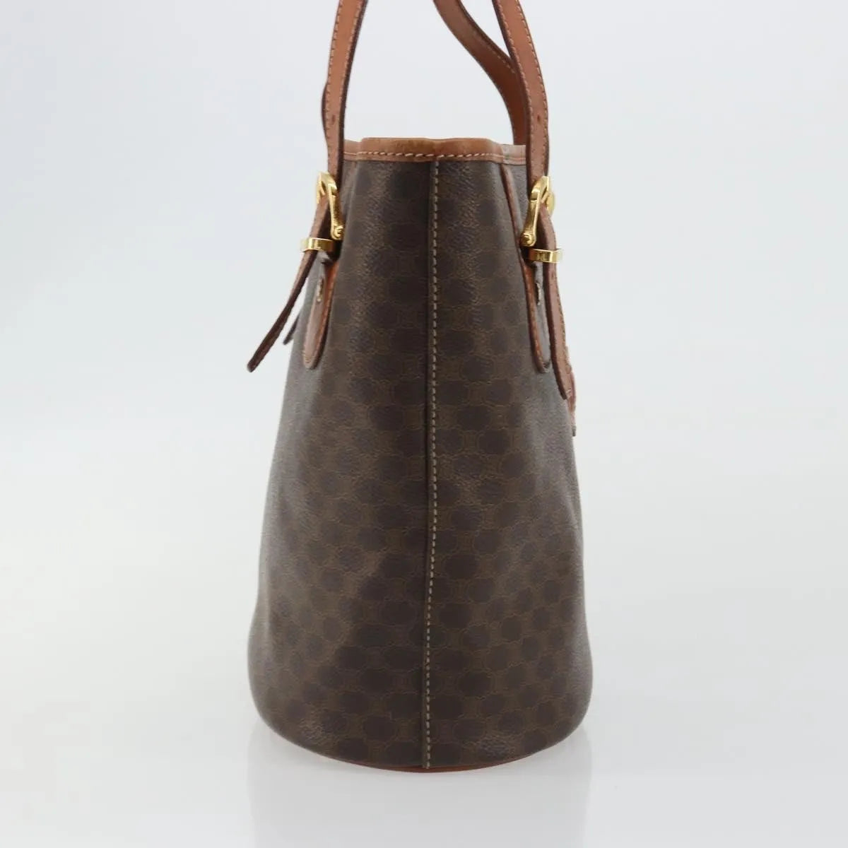 Celine Vintage Macadam Canvas and Leather, Brown, PVC, Handbag