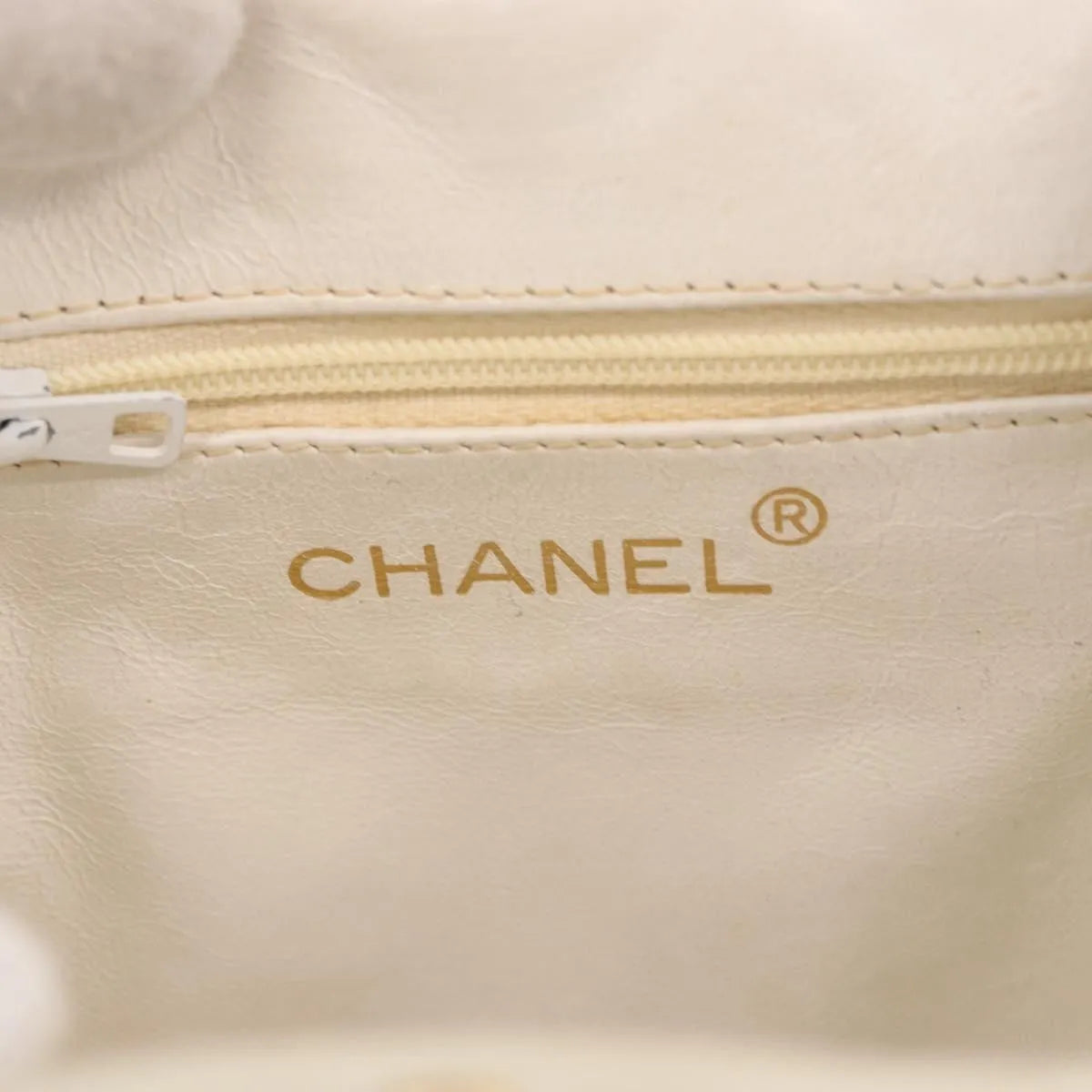 Chanel Vintage Diamond CC Tassel Quilted Lambskin, White, Leather, Shoulder Bag