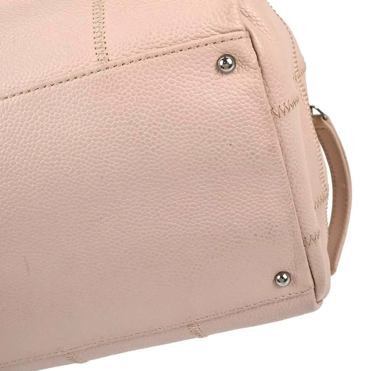 Chanel Square Stitch Bowler Quilted Calfskin, Pink, Leather, Shoulder Bag