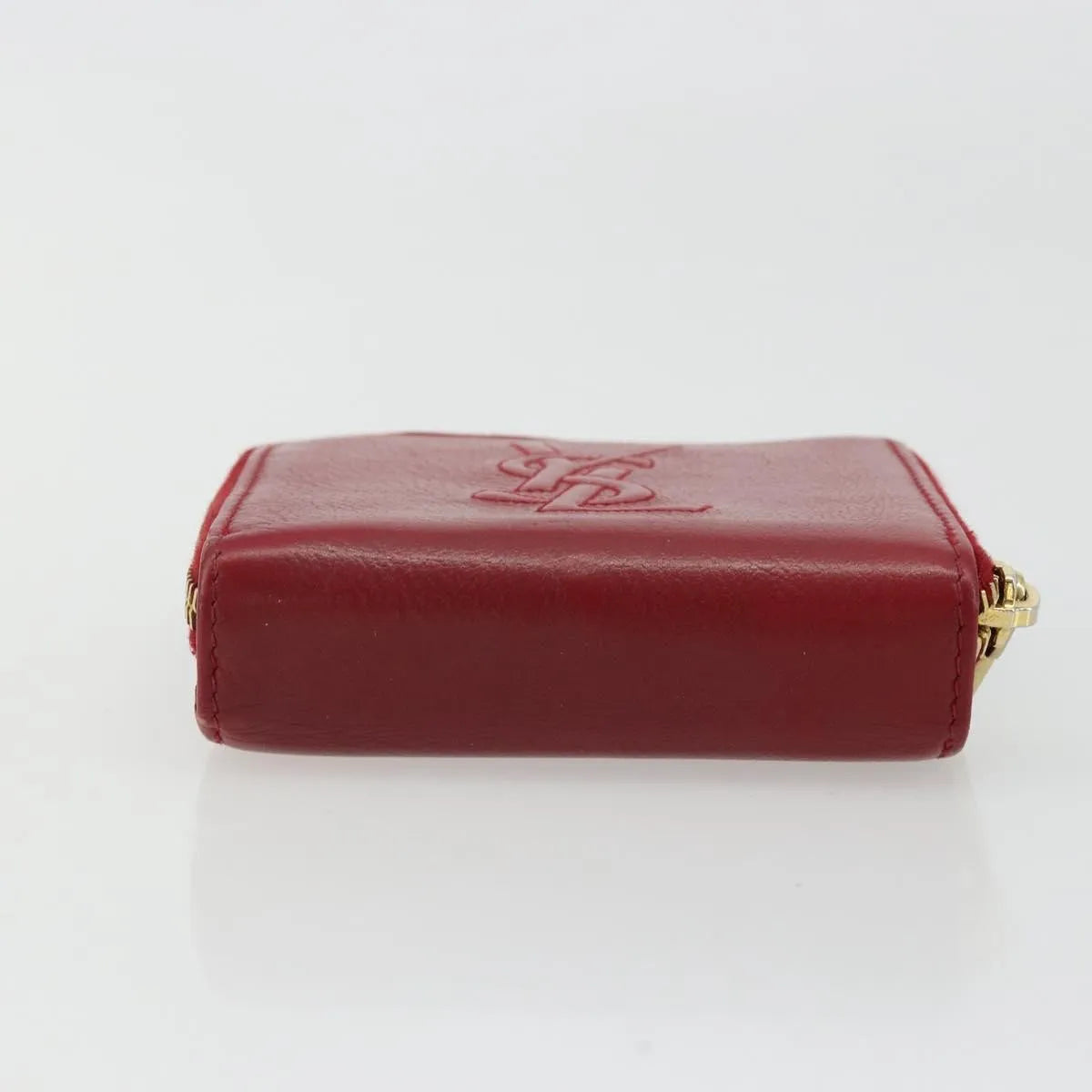 Saint Laurent Zipped Bifold Leather, Red, Leather, Wallet