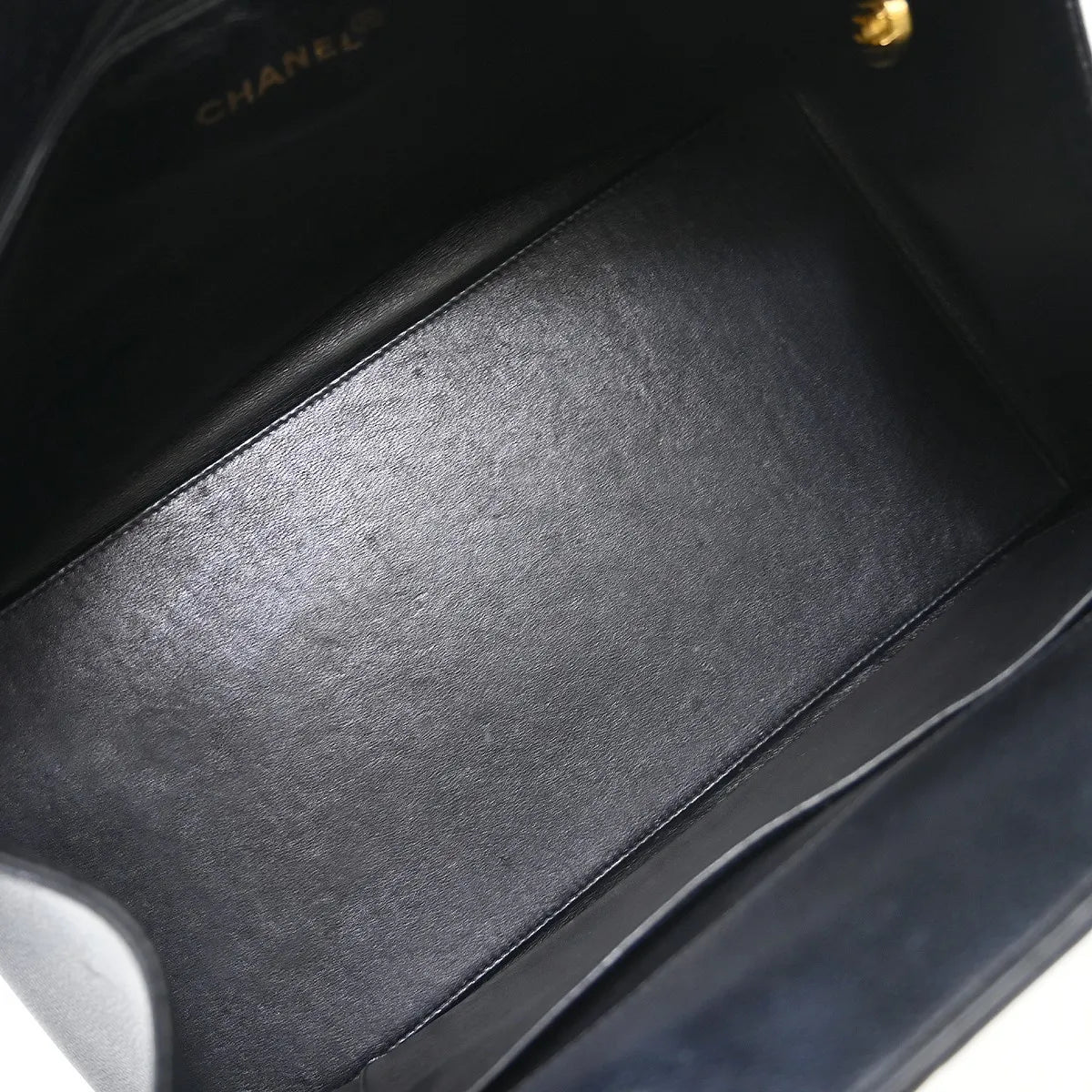 Chanel Vintage Grand Shopping Tote Quilted Caviar, Black, Leather, Tote Bag