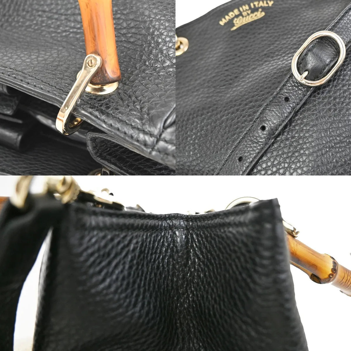 Gucci Bamboo shopper Leather, Black, Leather, Handbag