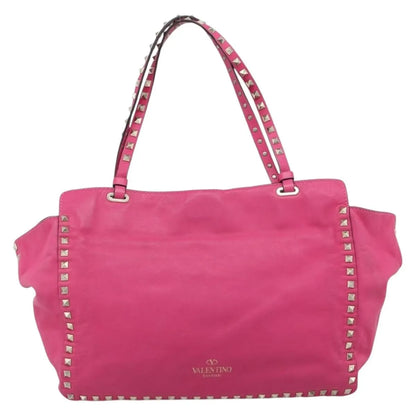 Valentino Garavani Rockstud Tote Textured Leather, Pink, Leather, Tote Bag