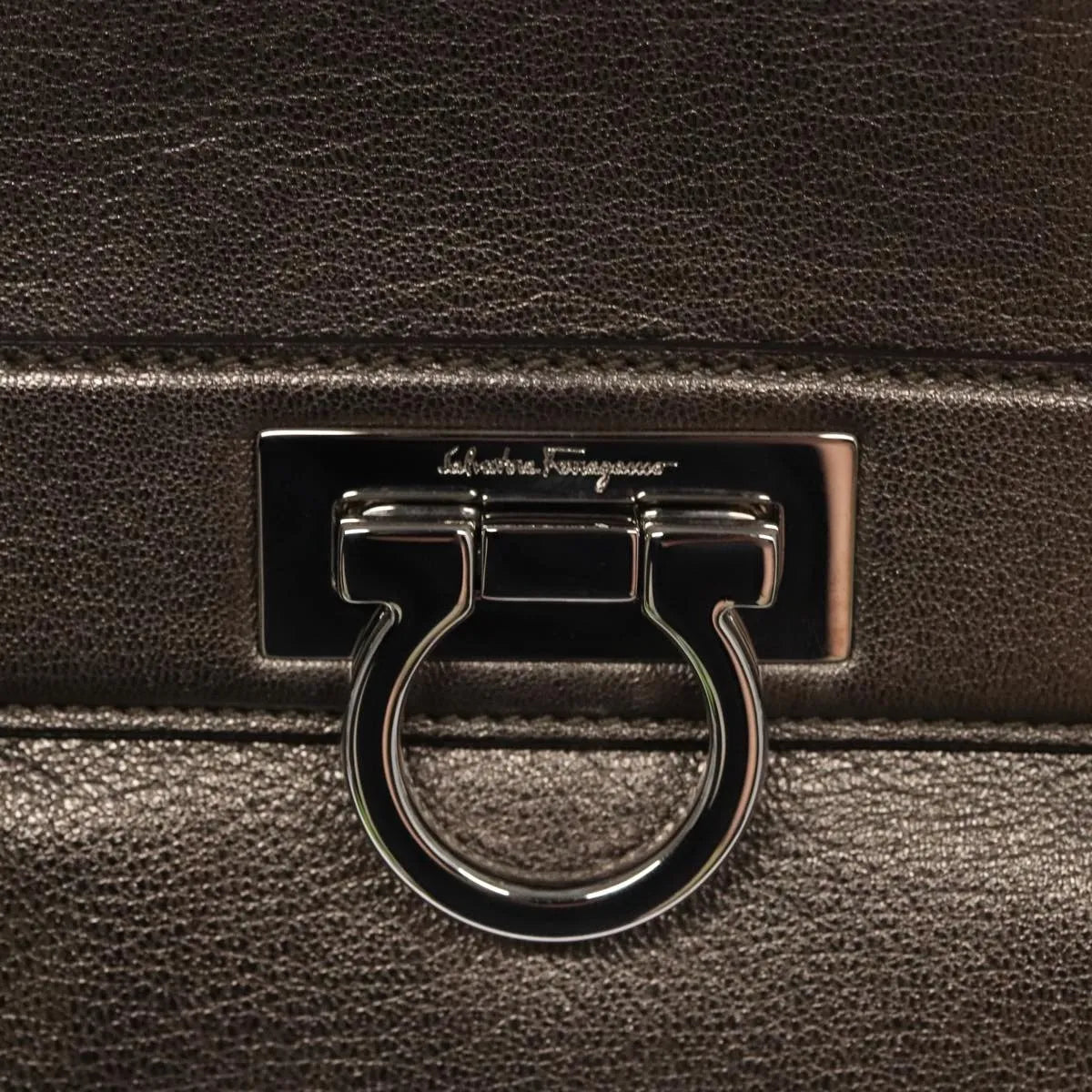 Salvatore Ferragamo Sofia Satchel Leather, Silver, Leather, Handbag