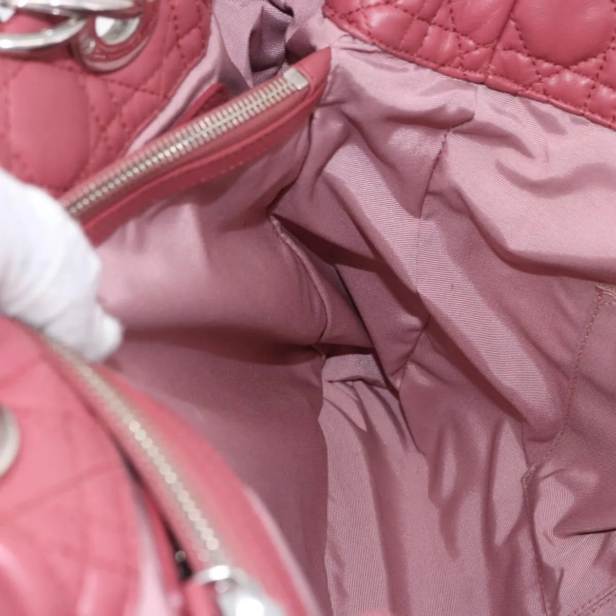 Christian Dior Soft Chain Tote Cannage Quilt Lambskin, Pink, Leather, Handbag