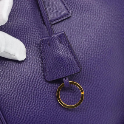 Prada Galleria Double Zip Tote Saffiano Leather, Purple, Leather, Handbag