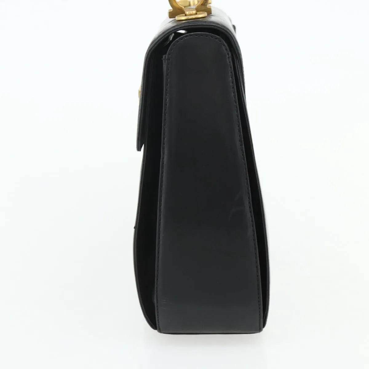 Salvatore Ferragamo Gancini Leather, Black, Leather, Handbag