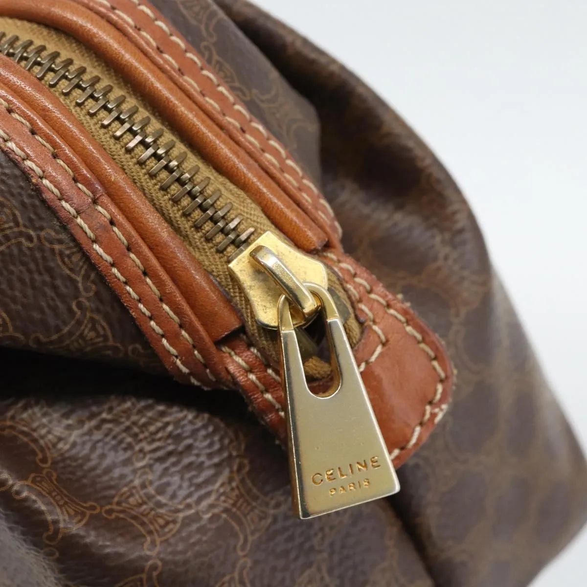 Celine C Macadam Canvas, Brown, Canvas, Clutch