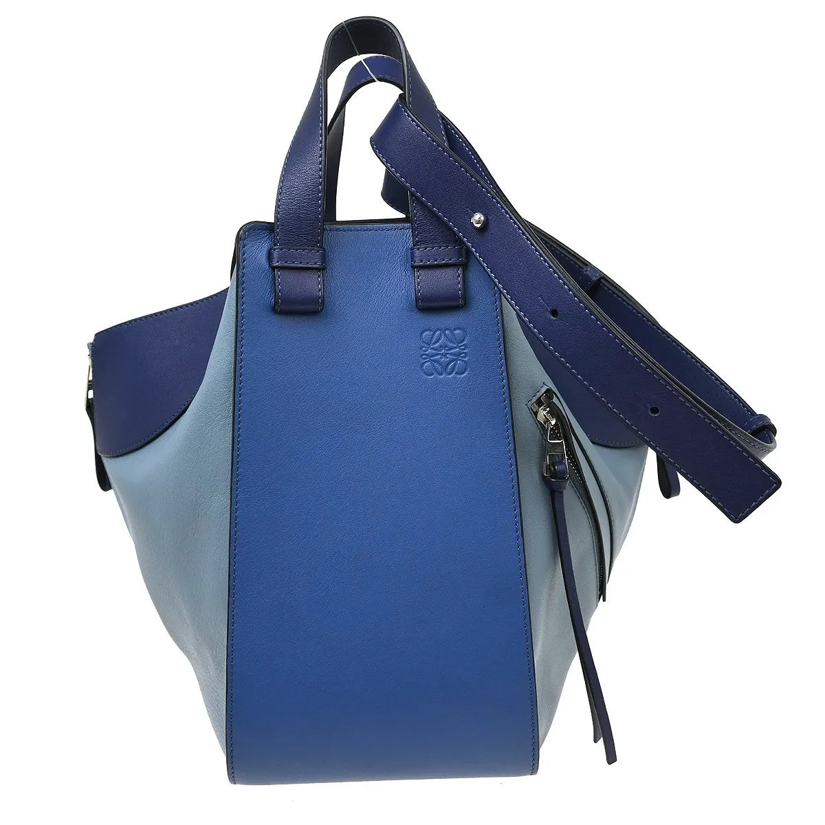 Loewe Hammock Leather, Blue, Leather, Handbag