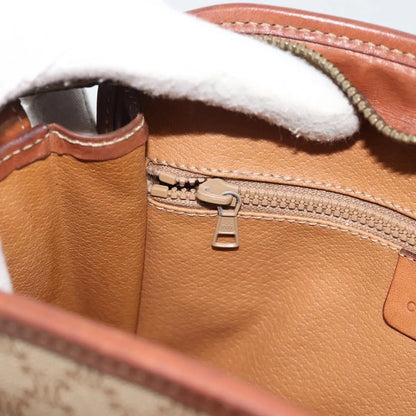 Celine Vintage Macadam Canvas and Leather, Beige, Canvas, Shoulder Bag
