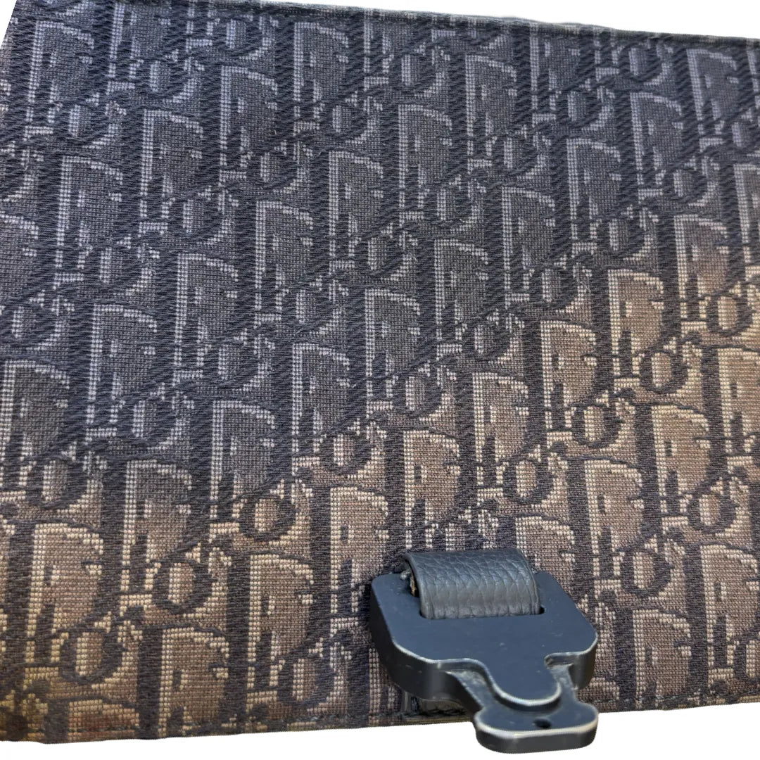 Christian Dior Saddle Flap Messenger Oblique Canvas and Leather, Blue, Canvas, Shoulder Bag
