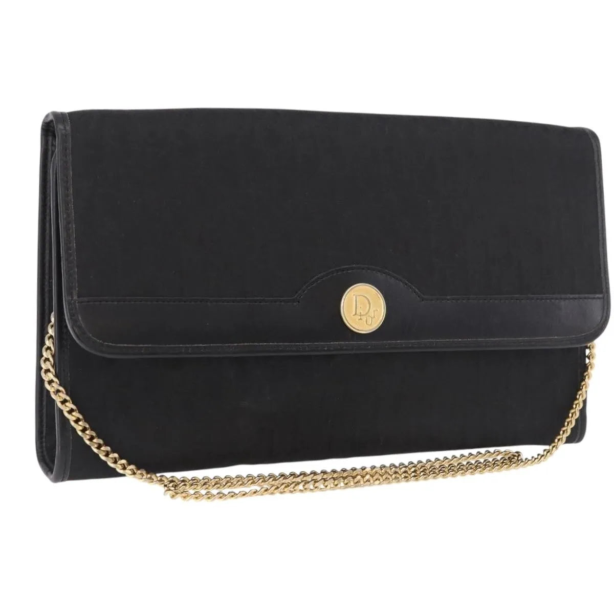 Christian Dior Vintage Honeycomb chain Canvas, Black, Canvas, Shoulder Bag