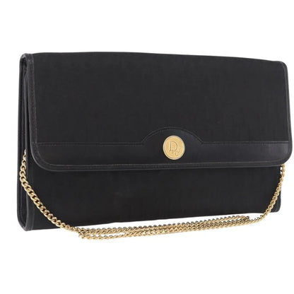 Christian Dior Vintage Honeycomb chain Canvas, Black, Canvas, Shoulder Bag