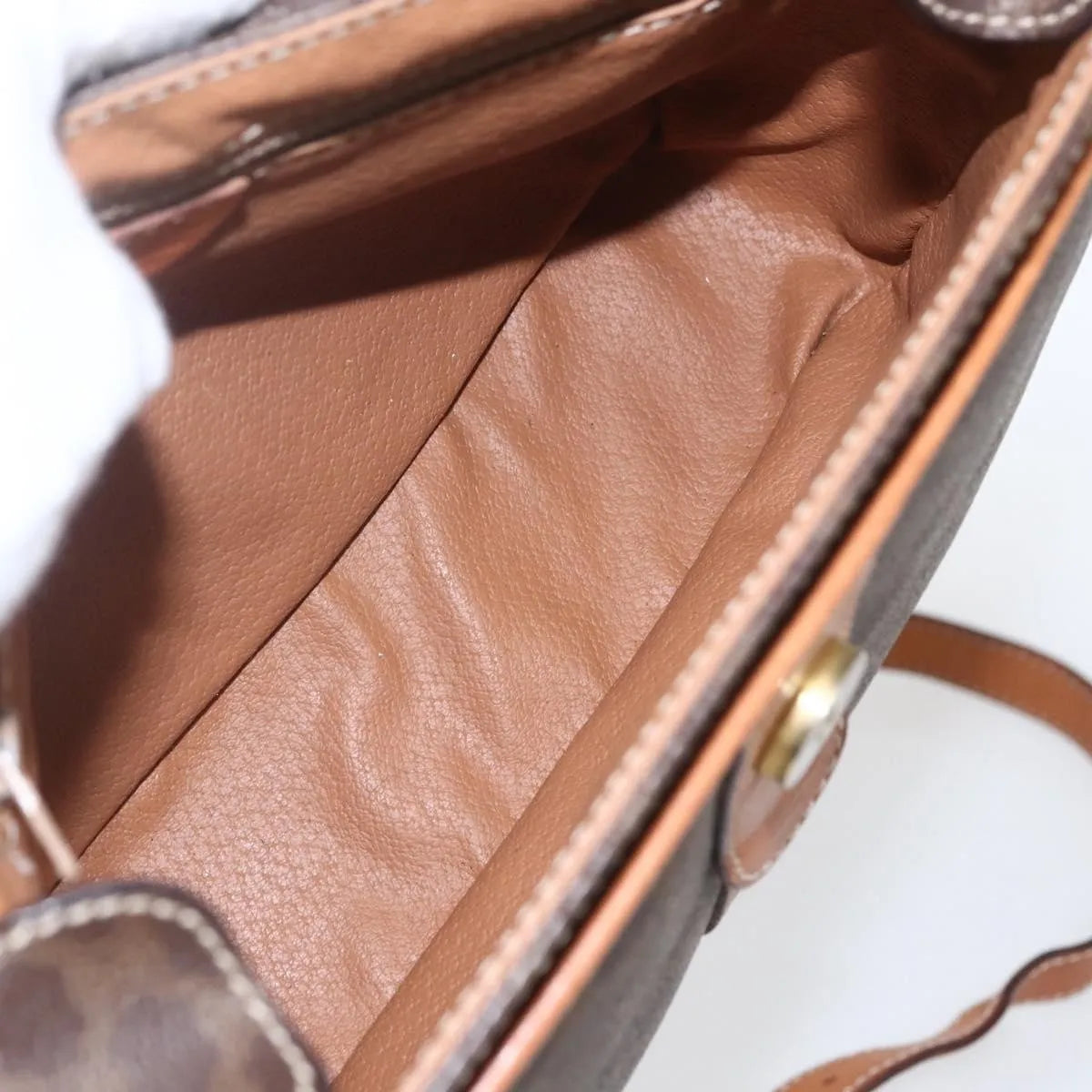 Celine Vintage Macadam Canvas and Leather, Brown, Canvas, Shoulder Bag