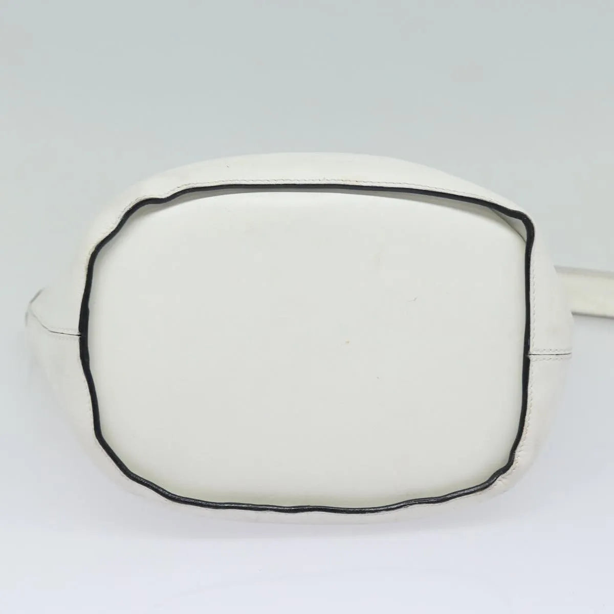 Celine Vintage Circle Logo Leather, White, Leather, Shoulder Bag
