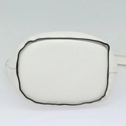 Celine Vintage Circle Logo Leather, White, Leather, Shoulder Bag